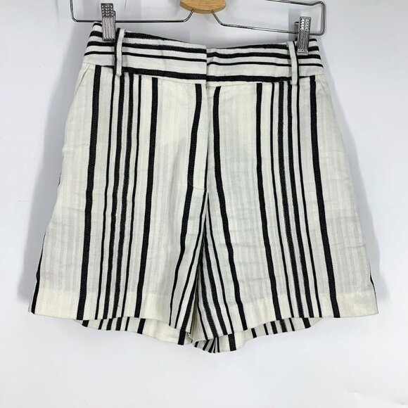 Reiss Women's Rodeo Linen Striped Slash Pocket Dress Shorts Size 2 - Picture 1 of 13